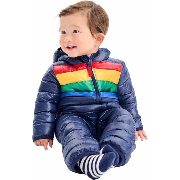 Primary Other - Primary Baby Lightweight Puffer Suit In Rainbow Stripe size 6-12 months